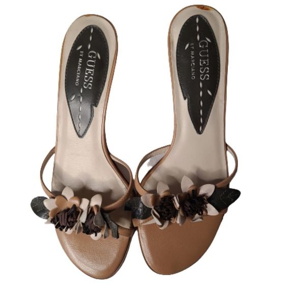 Guess by Marciano Shoes - Guess by Marciano Brown Floral Slide Sandals